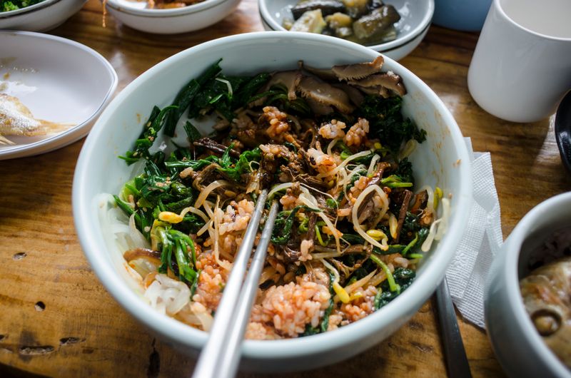 Spicy Korean BBQ bowl with bulgogi and kimchi