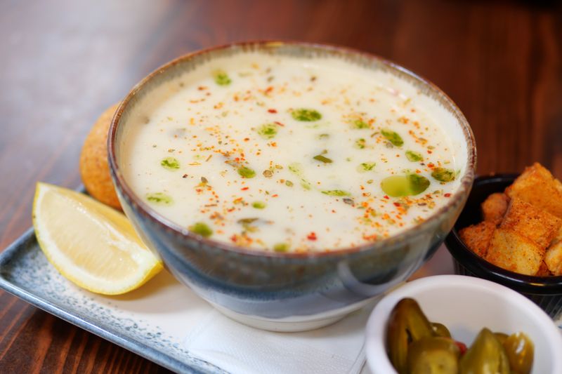 Lemon chicken orzo soup with herbs